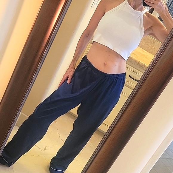 Identity Lingerie Baby Blue Silky Pajama Bottoms, M/L - Picture 1 of 15